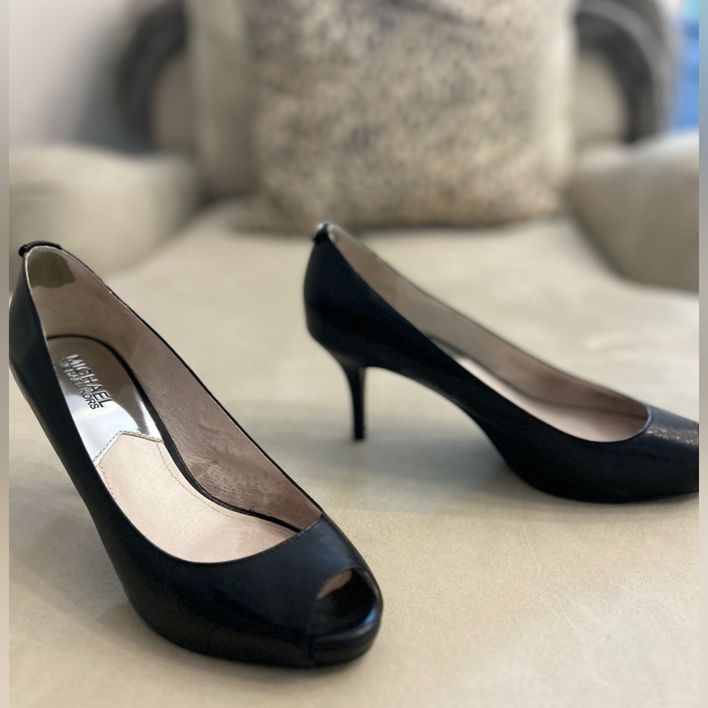 Michael Kors peep toe pump. Low, 2 inch heel.